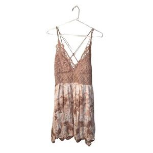 Boho Pink & Brown Tie-Dye Spaghetti Strap Dress - J for Justify - Size L